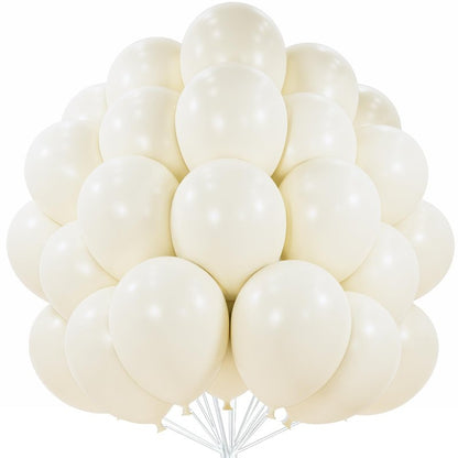 PartyWoo Beige Balloons 101pcs 12 Inch Cream Ivory White Balloons for Wedding Baby Shower Birthday Bridal Shower Graduation Engagement Easter Anniversary Tea Boho Party Decorations White-Q08