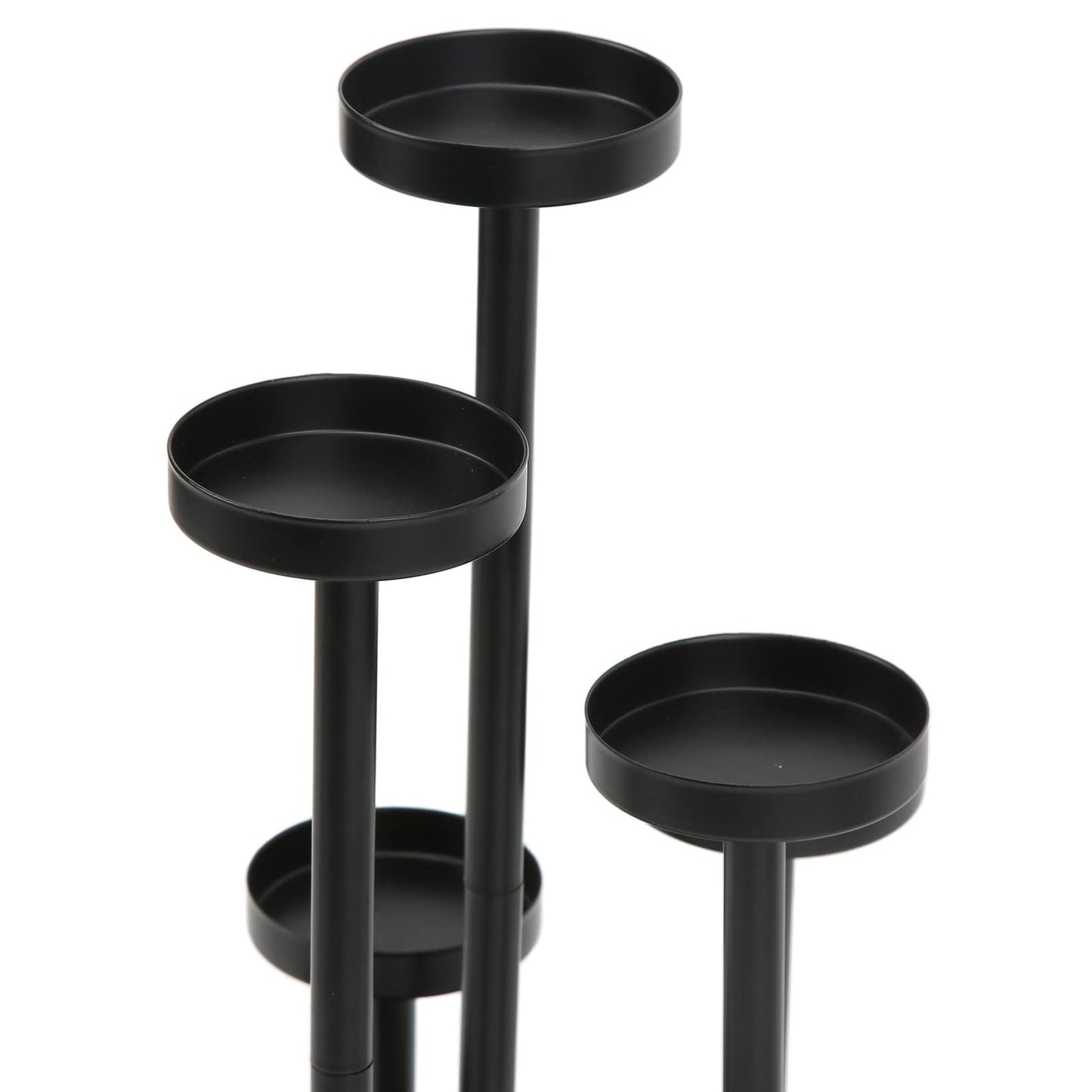 Omquot Retro Elegant 6 Arm Matte Black Iron Candle Holder for Dining Room Bar Decoration