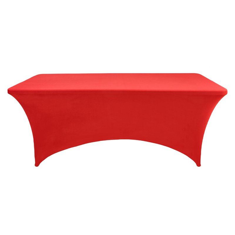 ZarzaaSik 10-Pack 6ft Red Spandex Table Covers for Rectangle Standard Folding Tables - Wrinkle Resistant Stretch Tablecloths - Ultimate Fitted Table Protector for Parties, Banquet, Wedding