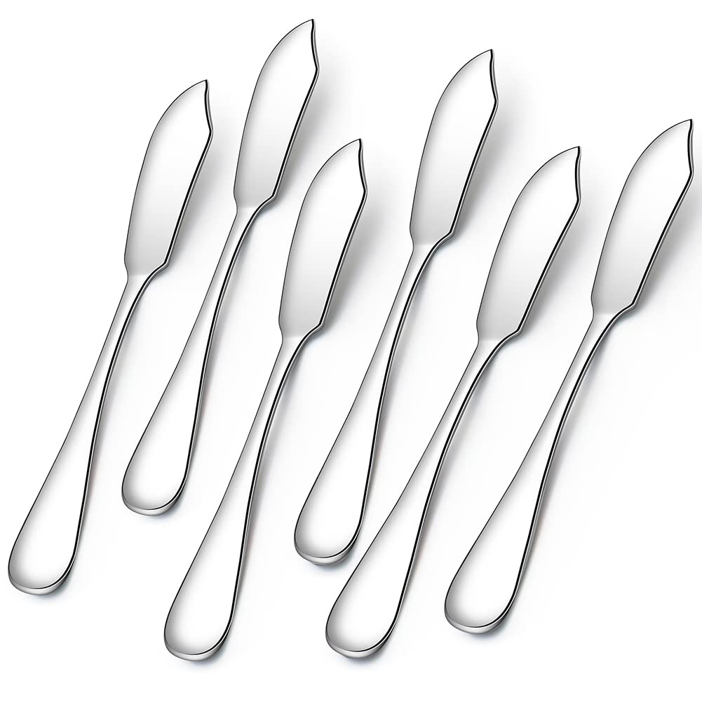 AOOSY Butter Knife, Cheese Knife, Dover Sole Breakfast Kippers, Cute Mini 5.91 inches Stainless Steel Kitchen Knives for Butter Sandwiches Cheese Breakfast,Packs Of 6