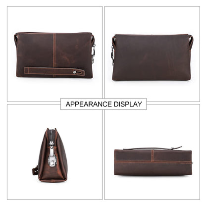 Leather Men Clutch Purse Bag, Mens Business Code Lock Wallet Anti Theft Clutch Purse Phone Holder Handbag Travel Bag