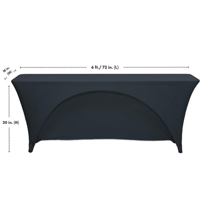 YOUR CHAIR COVERS - Spandex 6 Ft x 18 Inches, Narrow Classroom Open Back Rectangular Training Stretch Tablecloth - Black