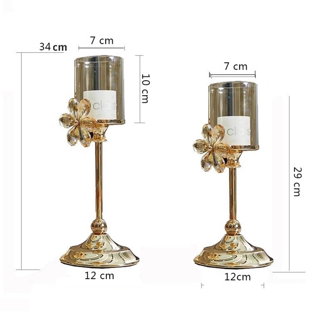 Candle Holders Candle Holders, Wedding Decorations, Metal Crystal Candle Holders, Stand for on Table, Party, Church Decoration Decorative Candle Holder(Small)