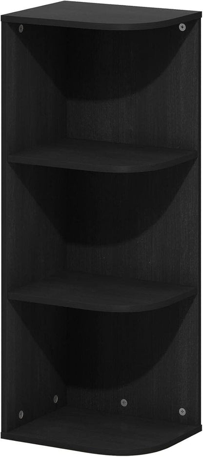 Furinno PASIR 3-Tier Corner Bookshelf - Stylish Open Shelf Bookcase for Organization | Blackwood Finish, 9.3 x 12 x 31.5