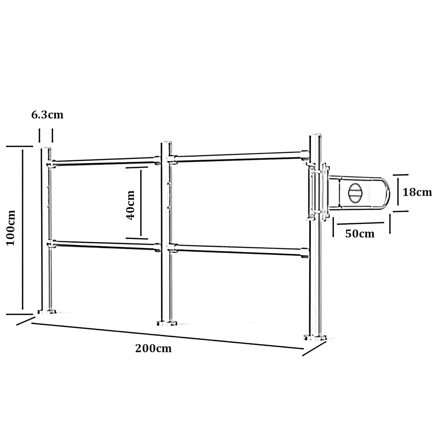 ZGLINMZ Stainless Steel Supermarket Cashier Counter Safety Gate - Black 200x100CM 1-Way Pedestrian Access Spring-Loaded Automatic Swing Door for Libraries and Entrances