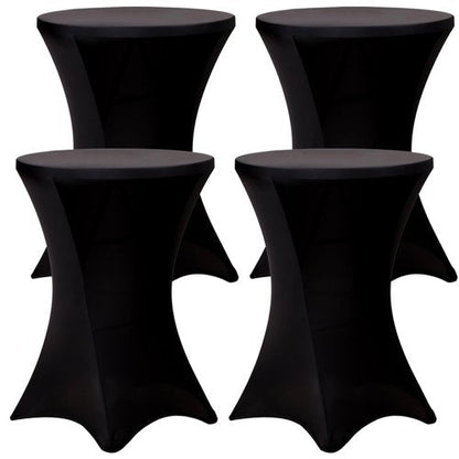 Fixwal 4 Pack Spandex Cocktail Table Covers, 32x43 Inch Black Fitted Stretch Highboy Round Cover Table Cloth for Party, Bar, Pub, Wedding, Banquet