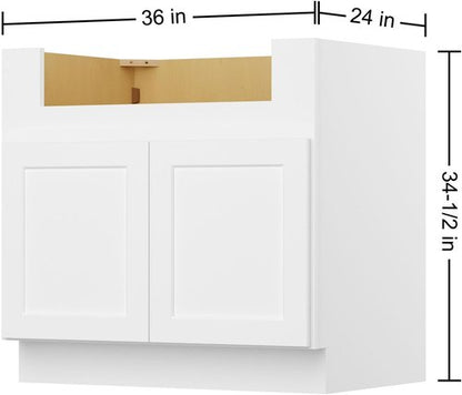 Furinno Shaker Farm Sink Base Kitchen Cabinet - Ready to Assemble, 24"D x 36"W x 34.5"H, White