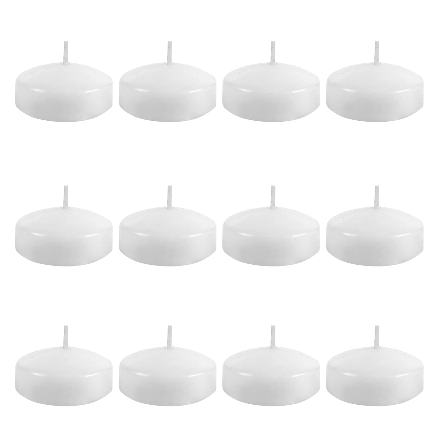 Thleunei 12 Pack Floating Candles 2” 6 Hour White Unscented Dripless Wax Discs, Floating Candles for centerpieces, Cylinder Vases, Wedding, Party, Pool, Holiday