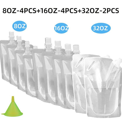 20 PCS Juice Travel Plastic Bags Portable Collapsible Beverage Bag | Leakproof Foldable Water Carrier for Outdoor Hiking, Camping & Seed Storage | Food-Grade BPA-Free Liquid Container