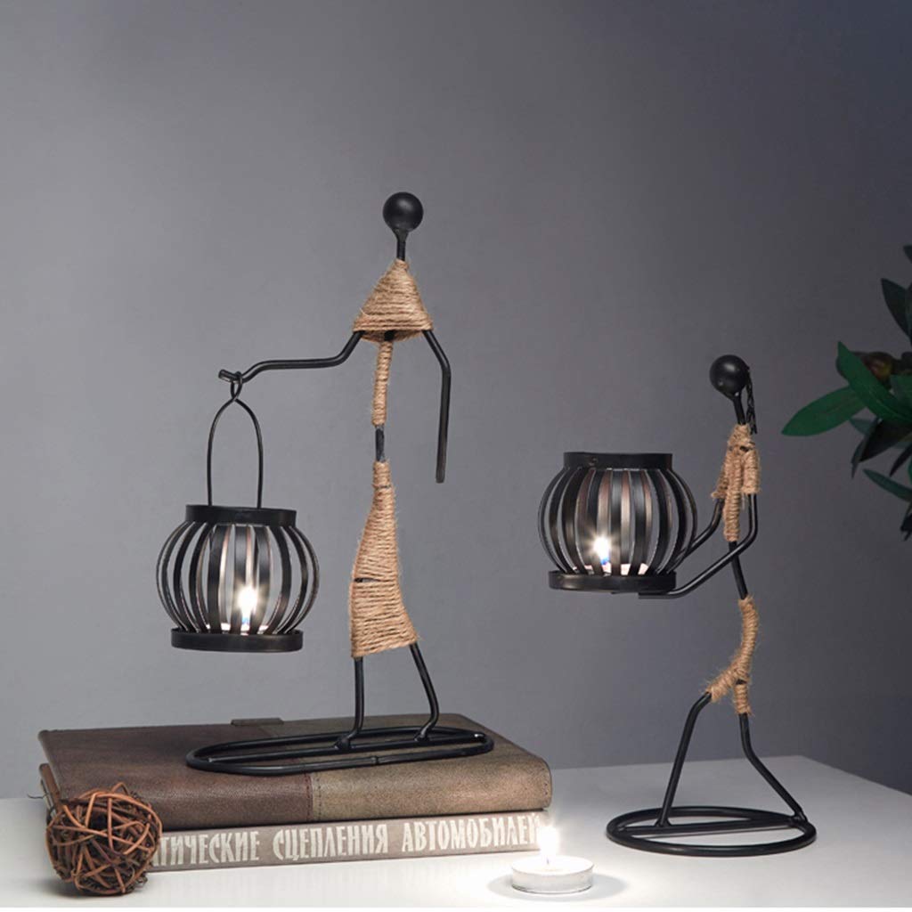 XILIN-1987 Candle Holderss Girl Shape Iron Candlestick Tabletop Decoration Cafe Candlelight Dinner Props Romantic Candlestick Decorative Candlestick (Size : C)