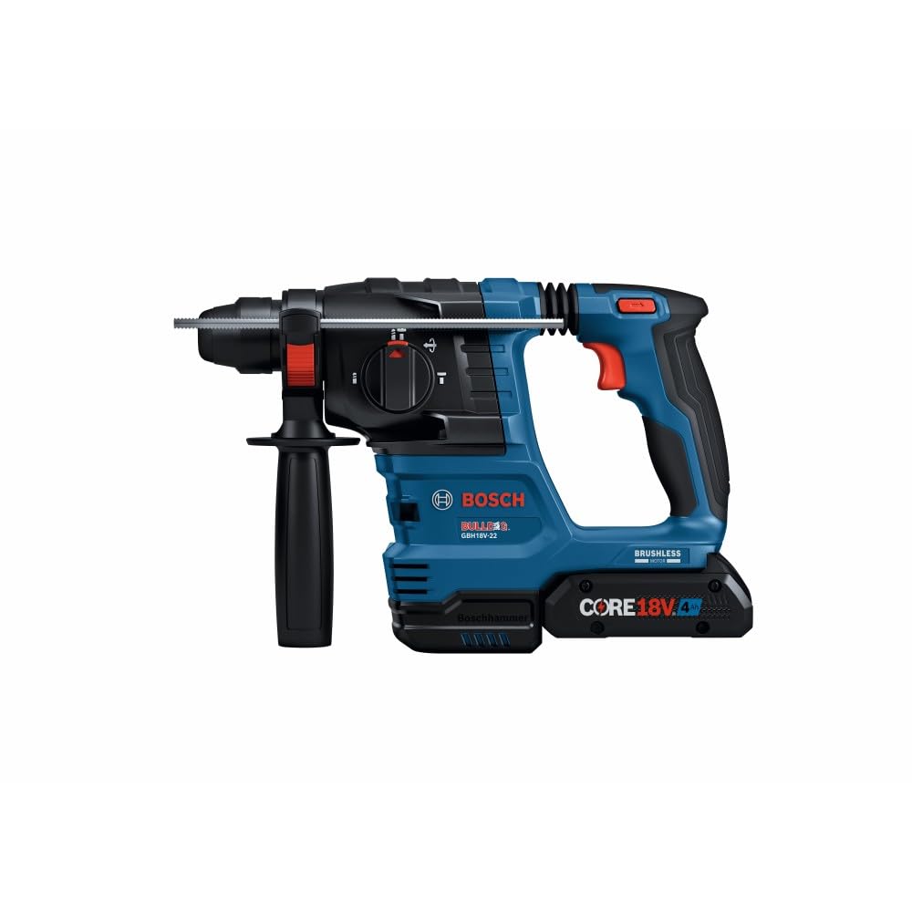Bosch GBH18V-22K24 18V Brushless SDS-plus® Bulldog™ ¾ In. Rotary Hammer Kit with (2) CORE18V® 4 Ah Advanced Power Batteries