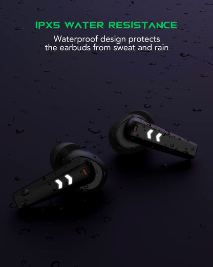 Black Shark Wireless Earbuds with 35ms Ultra-Low Latency, Gaming Bluetooth Earbuds with Premium Sound, Bluetooth 5.2, 10mm Drivers, 4 Hyperclear Mics, IPX5 Waterproof, 20H Play Time, Comfort Fit