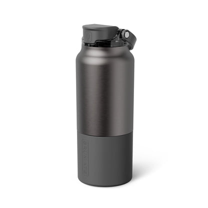 BrüMate Rise 35oz Water Bottle With Covered Silicone Straw | 100% Leakproof Insulated Water Bottle | Soft Sip Silicone Spout | Made of Stainless Steel | 35oz (Black Stainless)