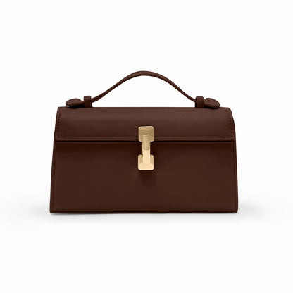 Clutch Purses for Women - Small Evening Bag - Trendy Top Handle Purse - Adjustable Crossbody Handbag PU Leather - Chocolate Brown