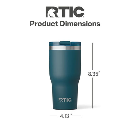 RTIC 40oz Essential Tumbler with Lid, Ceramic Lined, Insulated, Stainless Steel, Metal, Double Wall Vacuum-Insulation, Travel Cup for Iced Coffee, Tea, Hot and Cold Drink, Marine