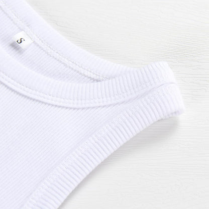 Artfish Women Casual Basic Sleeveless High Neck Rib-Knit Front Racerback Crop Tank Top 01#White,S