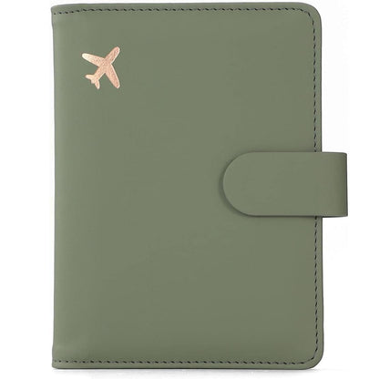 Melsbrinna Premium Leather Passport Holder Covers Case, Waterproof Rfid Blocking Travel Wallet Passport Holder with Pen Holder, Cute Passport Book for Women/Men (Moss green)