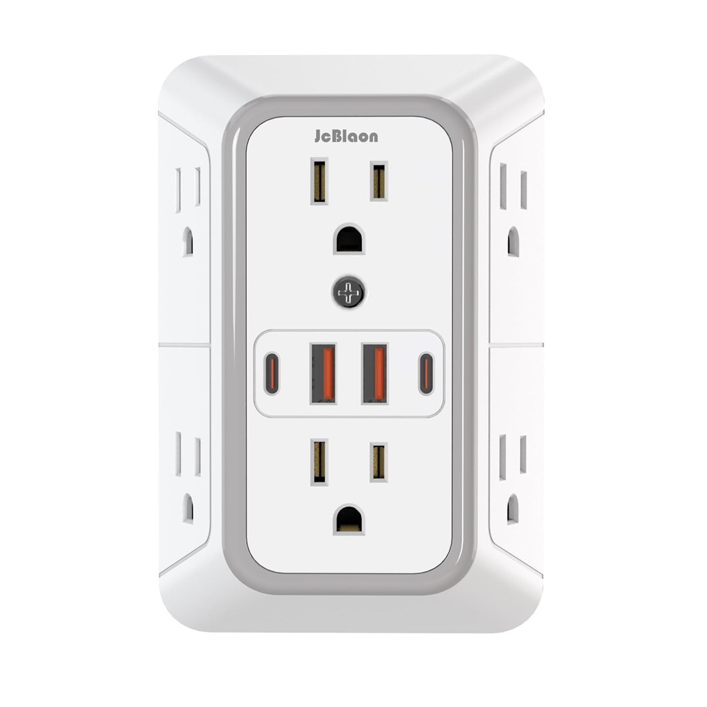 JcBlaon Outlet Extender Surge Protector - 6 Outlet Splitter with 4 USB Ports (2 USB C), Multiple Plug Expander Wall Charger, 3 Sided Multi Plug Wall Adapter Power Strip for Home Office Kitchen Travel