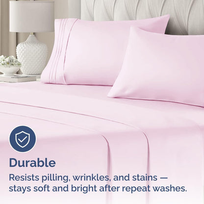 King Pillow Cases by LuxeHome - Ultra Soft Hotel Quality Covers | Comfy, Cooling & Wrinkle-Free - 2 Piece Set in Pink