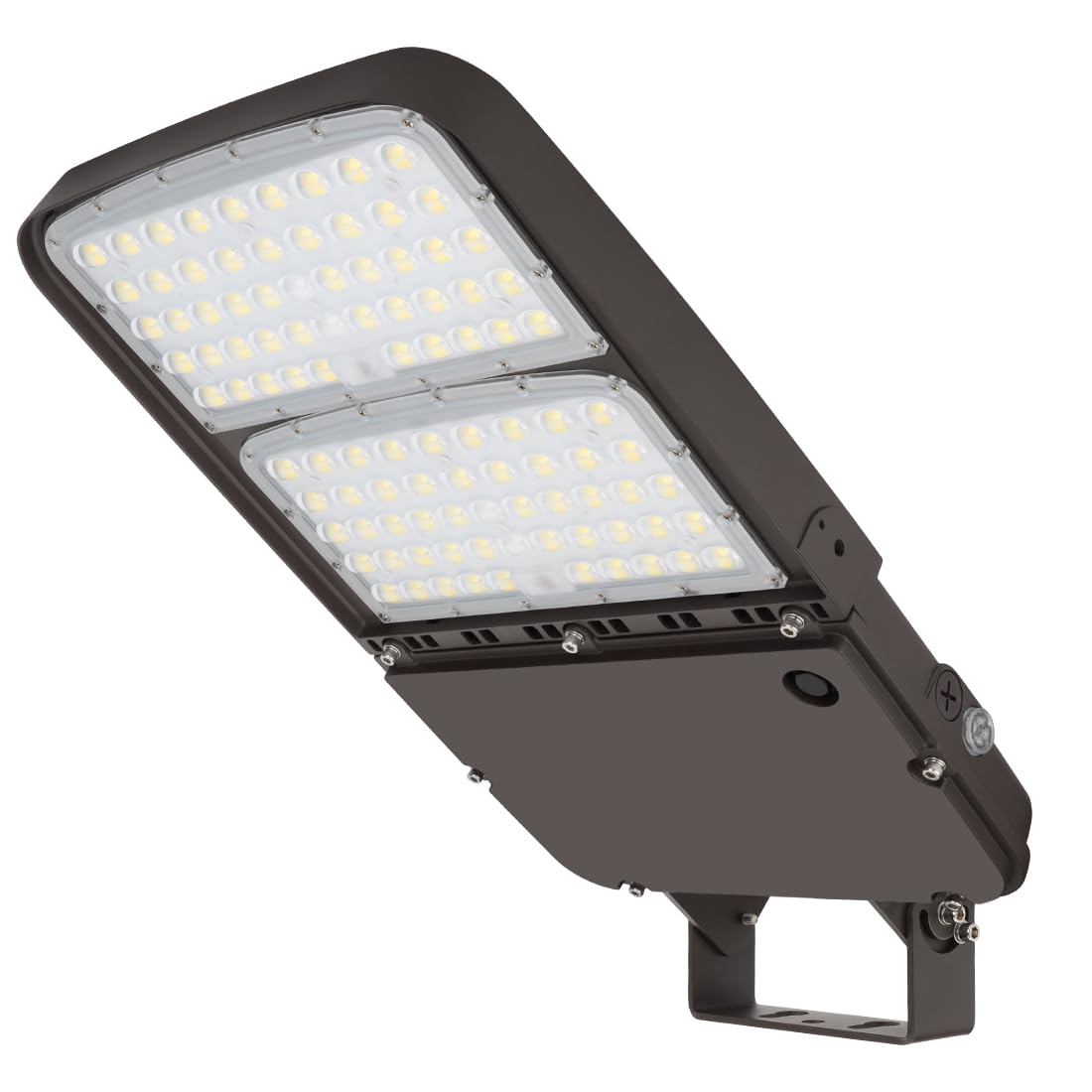 Xbuyee 300W LED Parking Lot Light with Dusk to Dawn Photocell, Outdoor Dimmable Area Lights with Trunnion Mount, 45000LM 5000K Daylight 100-277V IP65, Power Selectable (300W/240W/200W) ETL