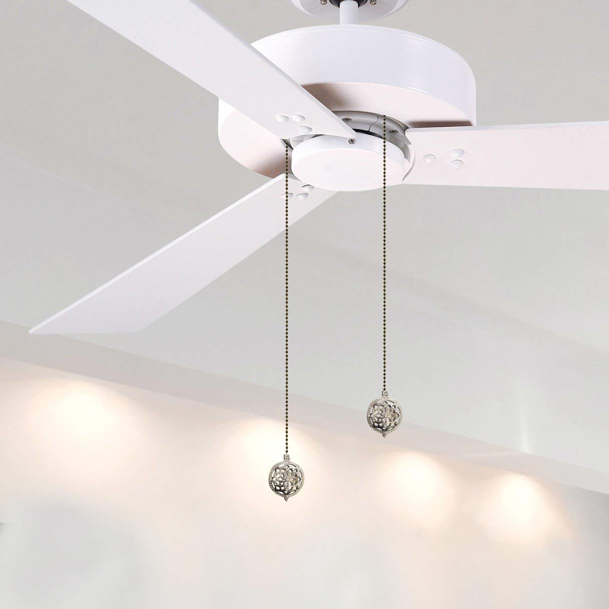Royal Designs, Inc. FP-1028-CH-2 Adjustable Ceiling Fan Pull Chain Extension with Lustering Lotus Ornament, 24 inch, Chrome, 2-Pack
