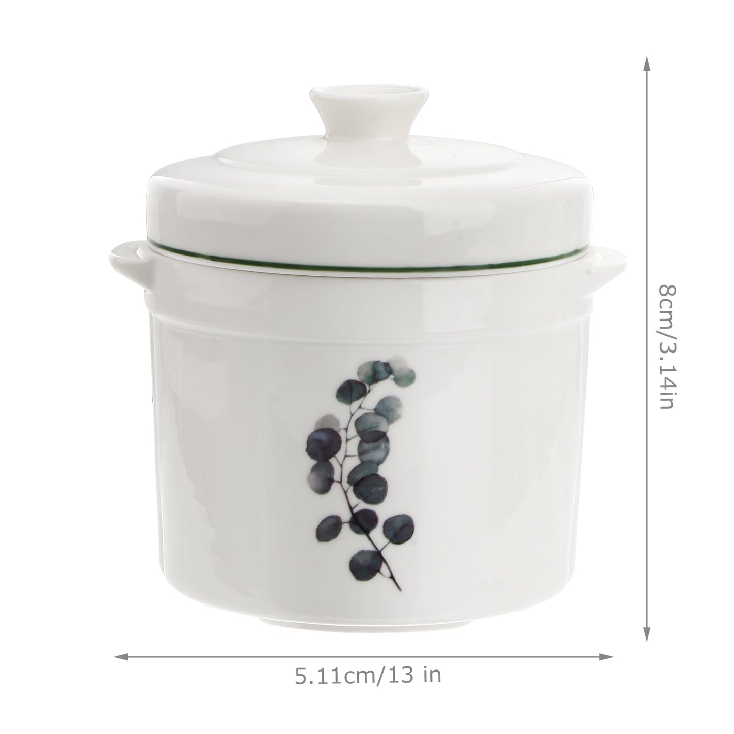 Zerodeko 1Set Ceramic Stew Pot with Lid, Small Steam Soup Bowl Steaming Cup for Home Kitchen Egg Custard Appetizer Bowl (13.50X13.00X13.00cm)