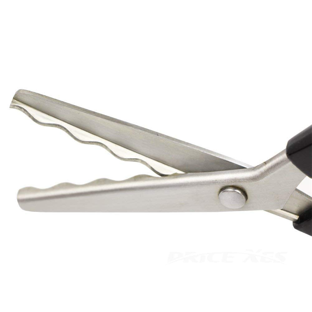 Fabric Pinking Shears, Professional Stainless Steel Handled Scissors, Black, 18mm Scalloped Blade