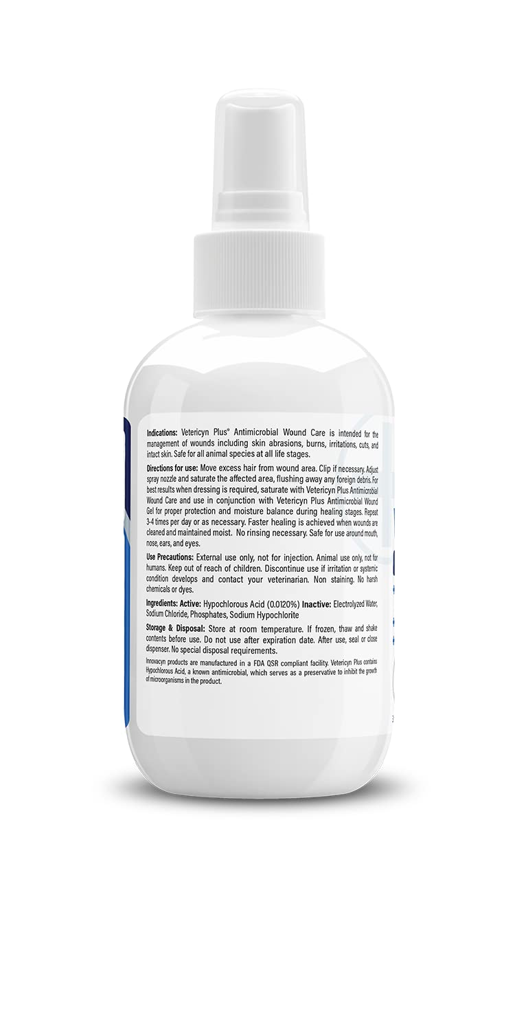 Vetericyn Plus Dog Wound Care Spray | Healing Aid and Skin Repair, Clean Wounds, Relieve Dog Skin Allergies, Safe for All Animals. 3 ounces