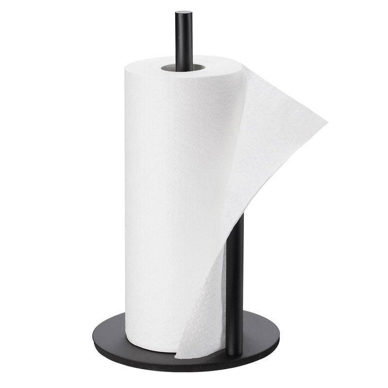 Paper Towel Holder Kitchen,Premium Stainless Steel Roll Dispenser,Countertop Paper Holder with Weighted Base, Black