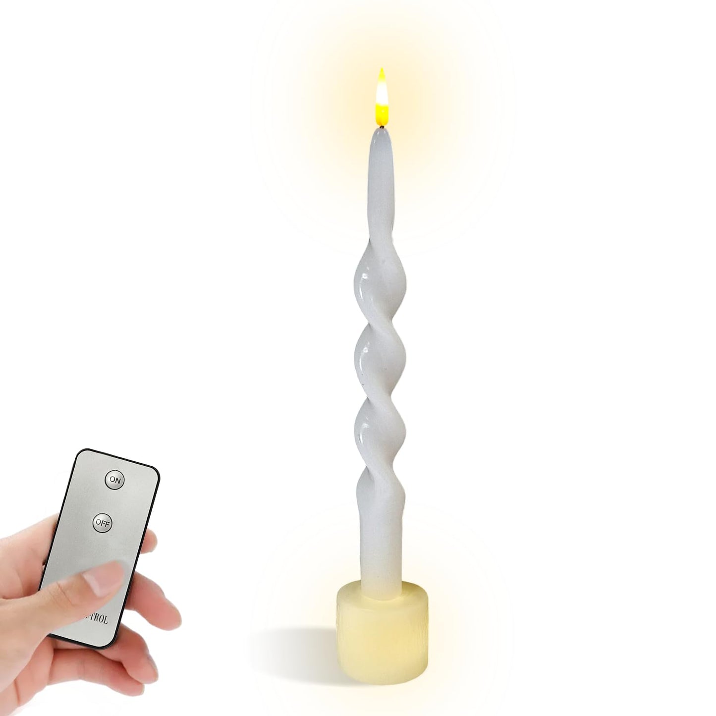 Gedengni Spiral Taper Candle LED Candlesticks, 10inches Flameless Tapered Candles Battery Candle Sticks Remote Twisted Candlestick for Dinner Holiday Wedding Party Housewarming-1D