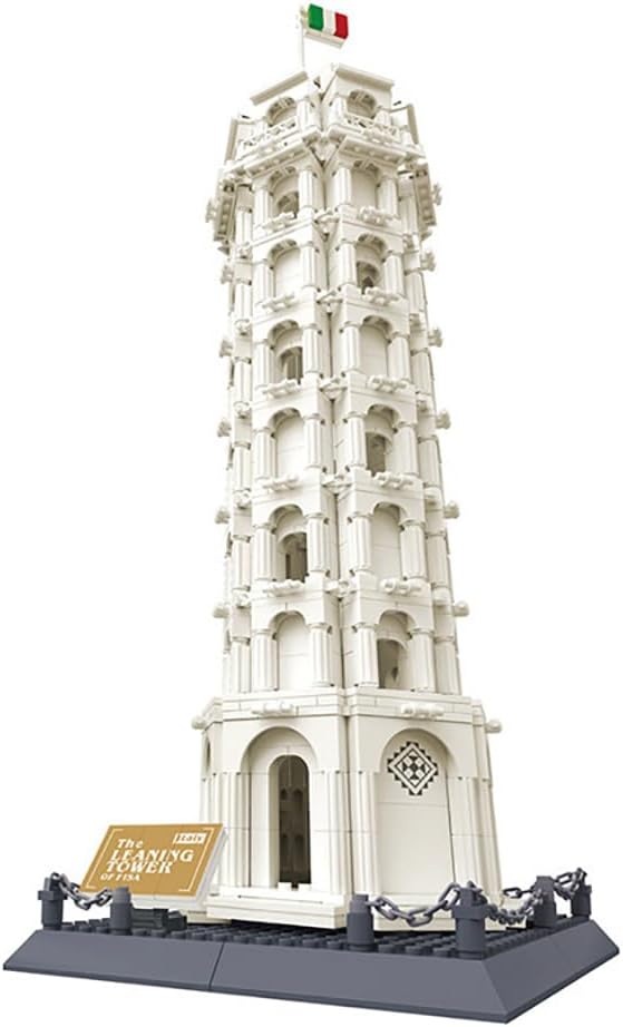 Leaning Tower of Pisa Italy Building Set (1334 Pieces) Architecture Building Blocks Toys Home Décor Model Gifts for Kids and Adults