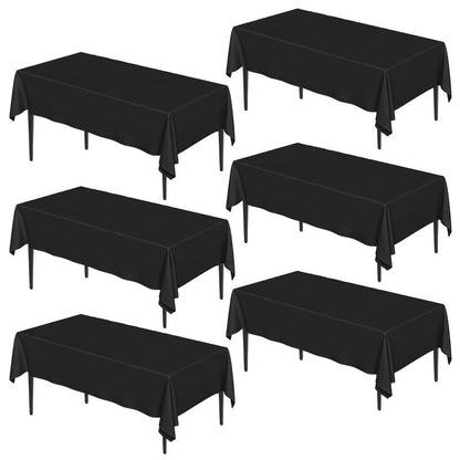 Horaldaily 6 Pack Black Tablecloth 60×120 Inch Rectangular, Stain and Wrinkle Resistant Washable Table Cloth, Decorative Polyester Table Cover for Party Picnic Dinner Decor