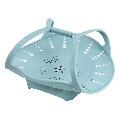 Vbvbip Silicone Steamer Basket with Collapsible Design for Vegetables - Instant Pot Compatible, Reusable, Non-Stick, BPA-Free,Blue
