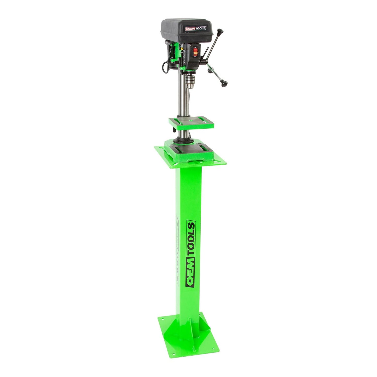 OEMTOOLS 24643 Bench Grinder Stand, Vise Stand, and Drill Press Stand, Heavy Duty Steel Base, Pre-Drilled for Equipment Stability, Top/Plate Dimensions 13.8" (L) x 9.8" (W) x 0.2" (H)