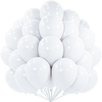 PartyWoo White Balloons 101pcs 12 Inch Matte White Latex Balloons for Wedding Bridal Graduation Engagement Baby Shower Gender Reveal Easter Anniversary Birthday Tea Party Decorations White-Y13