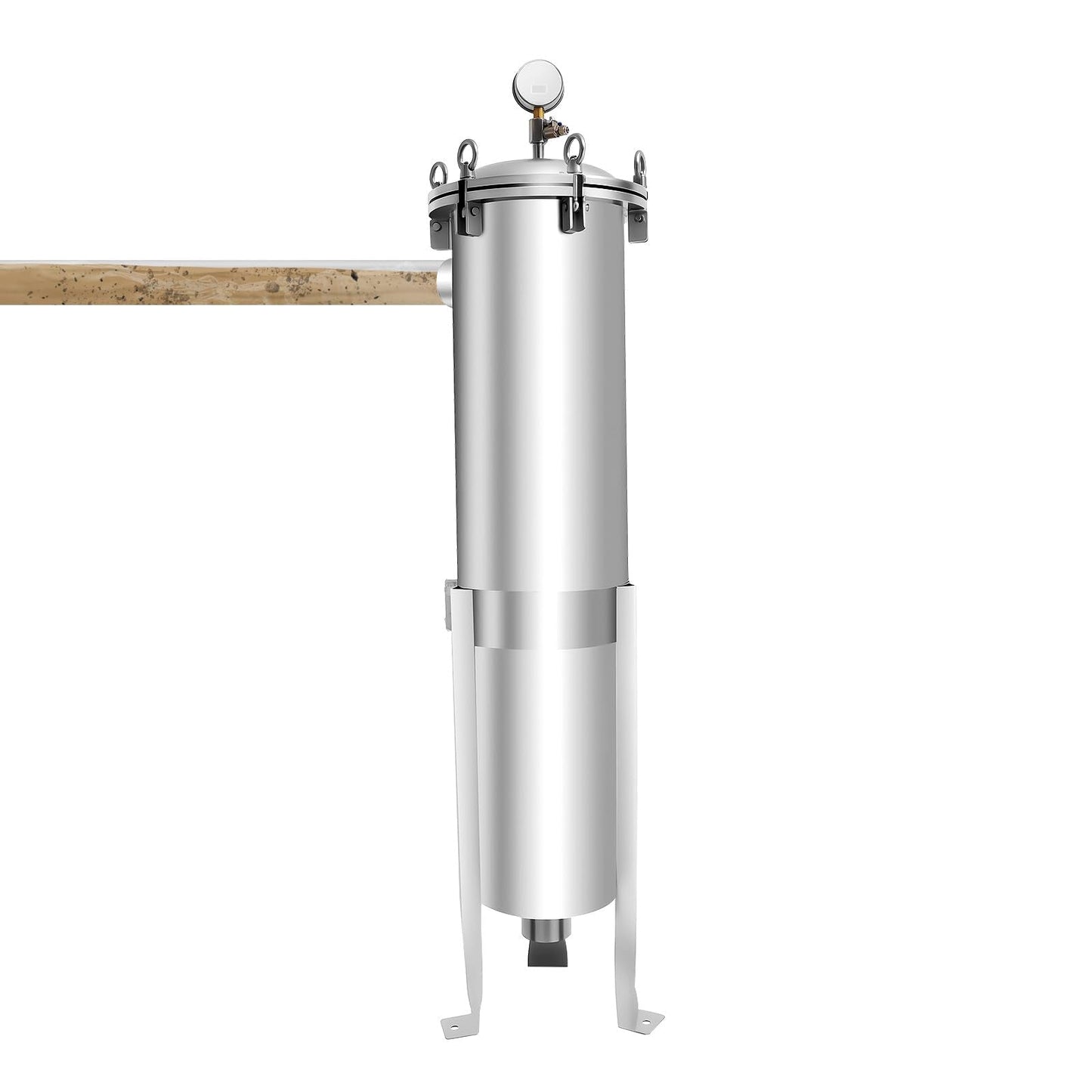 2" NPT Stainless Steel Bag Filter w/Mesh 150PSI Multi-Purpose Bag Filtering Equipment Heavy Duty Industrial Sock Filter Housing Bag Water Filter Purification Equipment