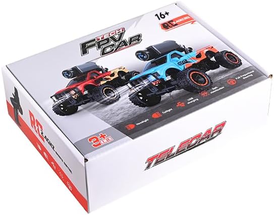 Helixsun WL 1/64 Scale RC FPV Truck APP Auto-Pairing Full-Proportional with WiFi Camera Multi-Zone Lighting System Giving Immersive Driving (Remote Controller Included/RTR/Red)