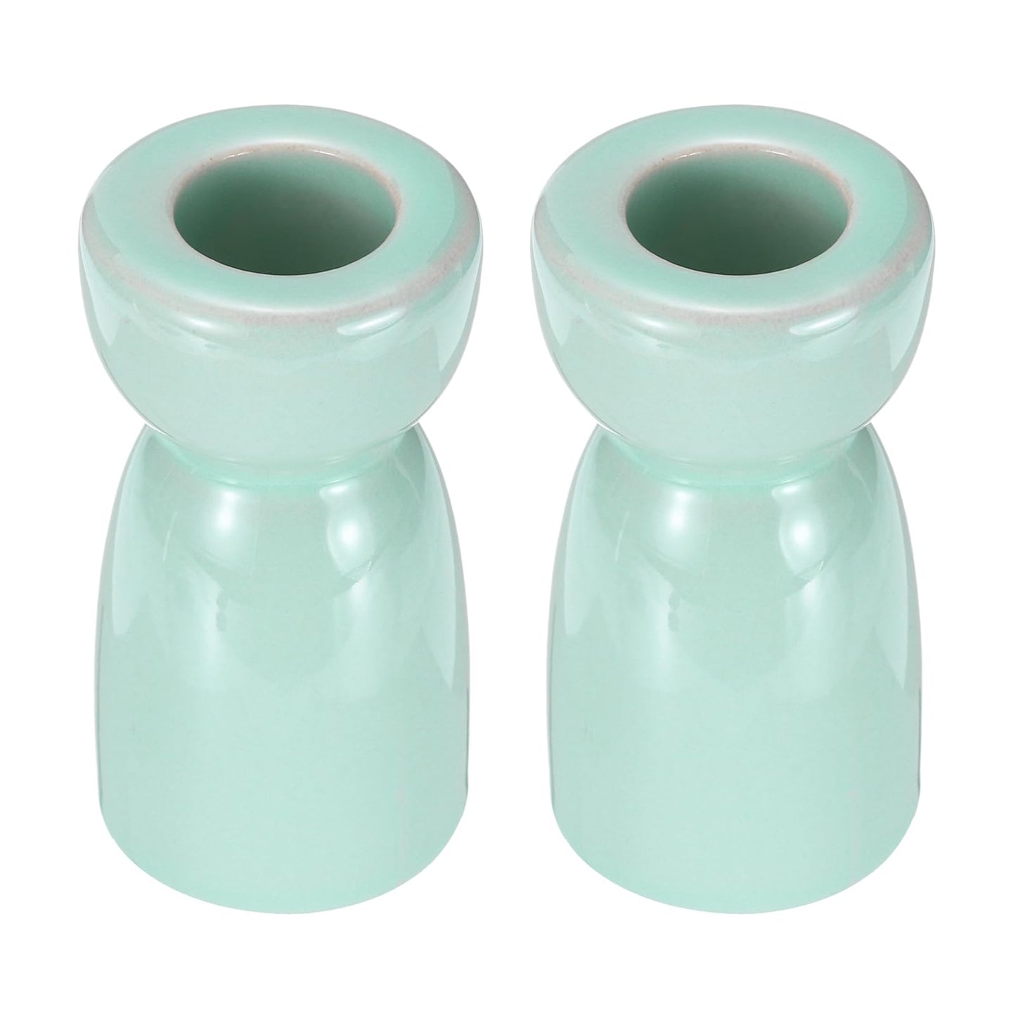 uxcell 2 Pack Candlestick Holder Bright Light Blue Ceramic Taper Candle Holder Candle Stand Holders Modern Style Decoration for Centerpiece Tabletops Anniversary
