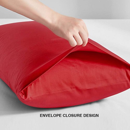 FLXXIE Pillow Cases - Soft Microfiber Standard Size Covers | Wrinkle & Stain Resistant, 2-Piece Set, 20x26, Red
