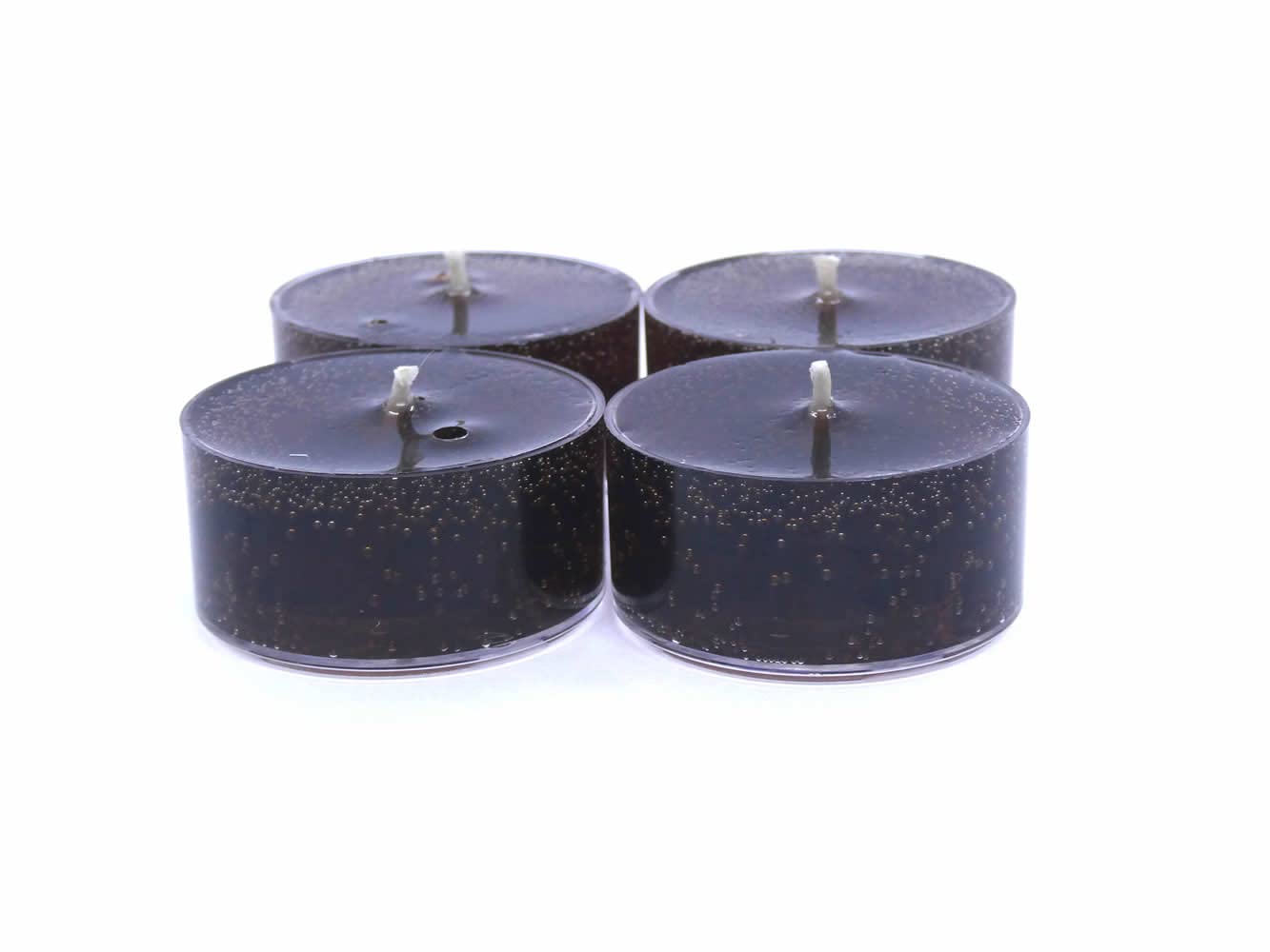 4 Pack Unscented Black Color Mineral Oil Based Up to 8 Hours Each Tea Lights Candles for Weddings Special Events The Gel Candle Company™
