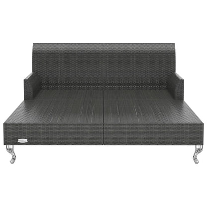 KNERPWD Garden Sun Bed for Two with Cream White Cushions, 2 Person Sun Lounger with Removable Cushions for Patio and Outdoor Relaxation