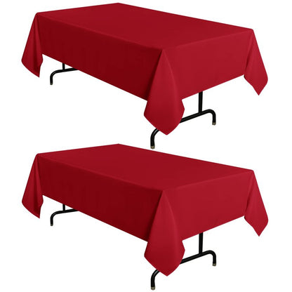 sancua 2 Pack Red Tablecloth 60 x 102 Inch, Rectangle 6 Feet Table Cloth - Stain and Wrinkle Resistant Washable Polyester Table Cover for Dining Tables, Buffet Parties and Camping