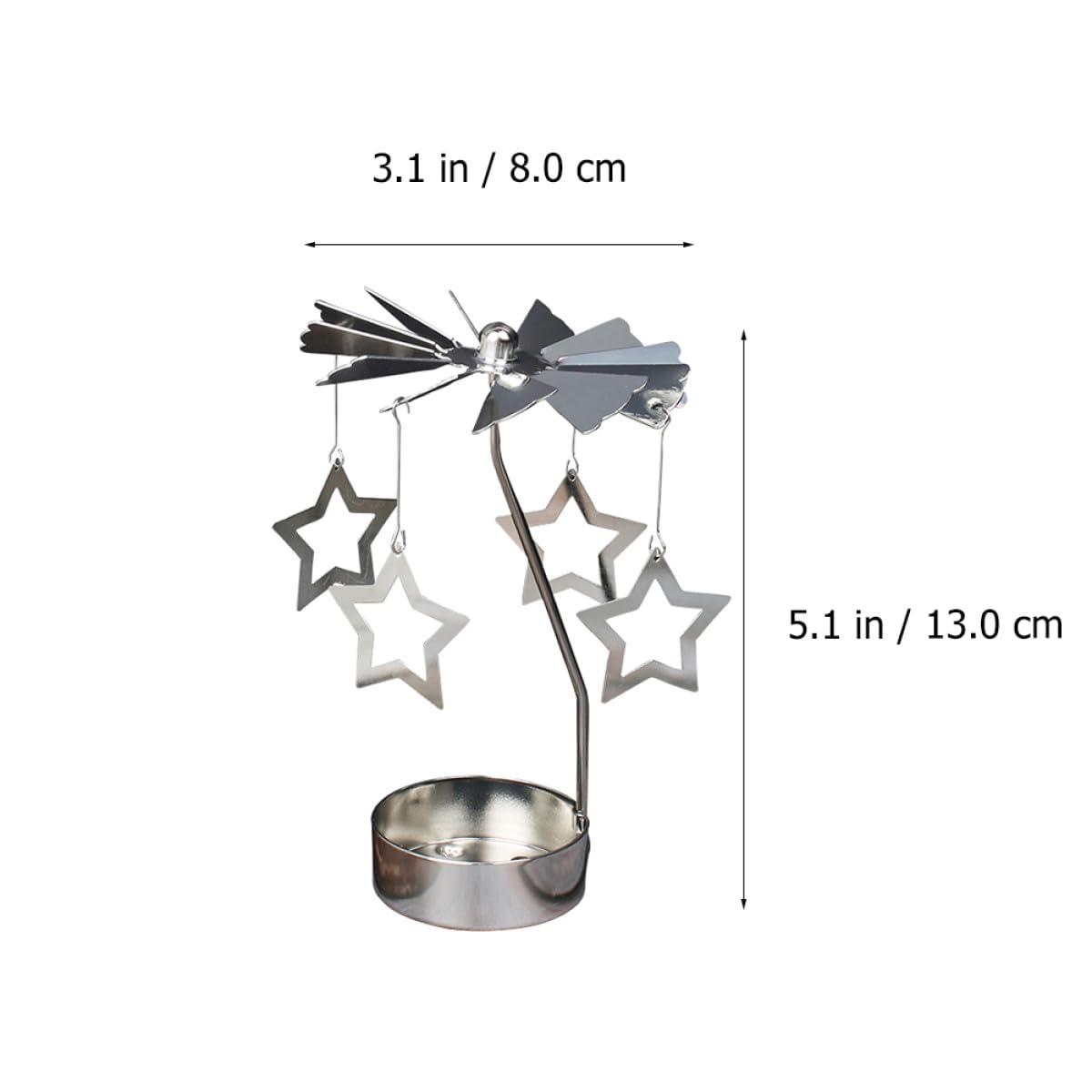 TOYANDONA Rotating Metal Candle Holders 2pcs Romantic Five-Point and Love-Shaped Designs, Desktop Candle Spinner Ornament for Home Decoration and Festival Table Display