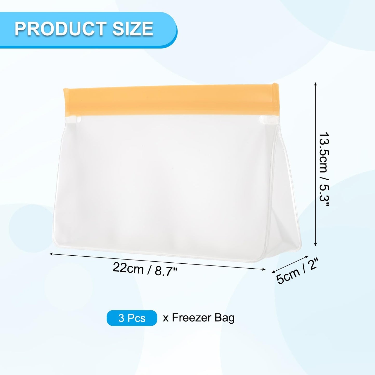 PATIKIL 8.7"x2"x5.3" Reusable Freezer Bag, 3 Pcs Leakproof Zip Food Storage Stand Up Bags Fridge Snack Vegetable Fruit Ice Container for Long-Lasting Freshness, Black