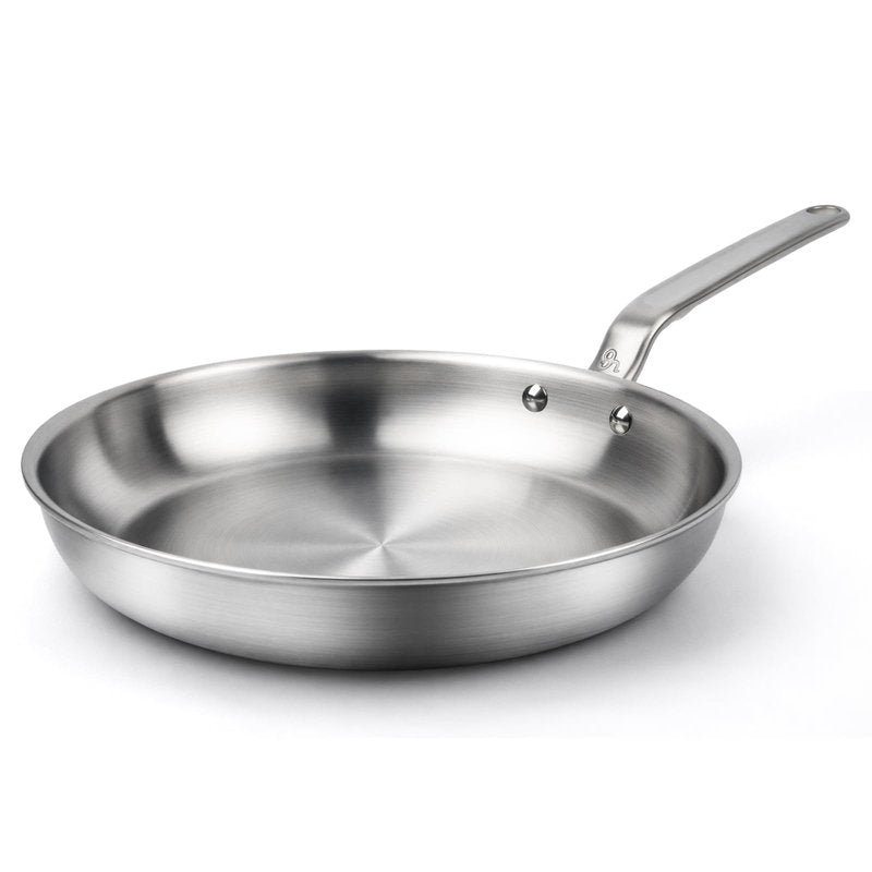 GLOBEHOME 10 Inch Stainless Steel Frying Pan - 5 Ply Stainless Clad Skillet with Aluminum Core, Durable and Even Heating, Professional Cookware for Induction, All Stoves, Oven and Dishwasher Safe