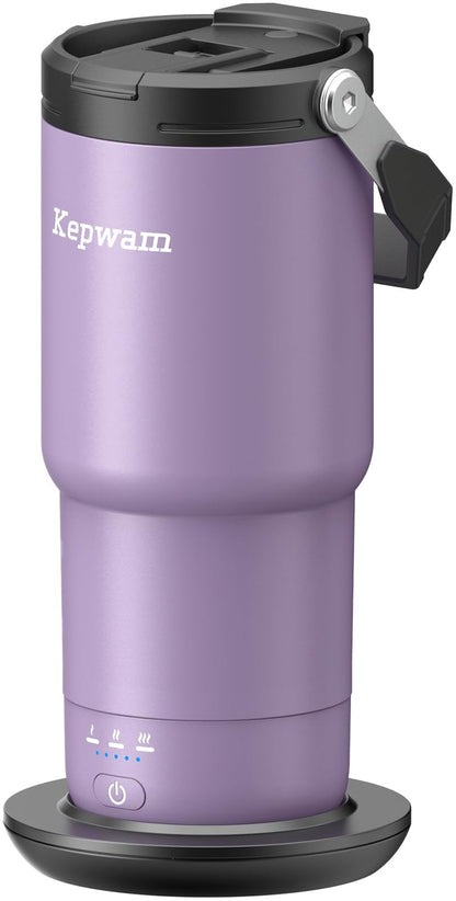 Kepwam Smart Tumbler T3 –20oz Self-Heating Travel Mug Ultra-Long Battery Life, App-Controlled Heated Coffee Mug, Stainless Steel Tumbler, Coffee Warmer Mug for Outdoor Fits Car Cup Holders