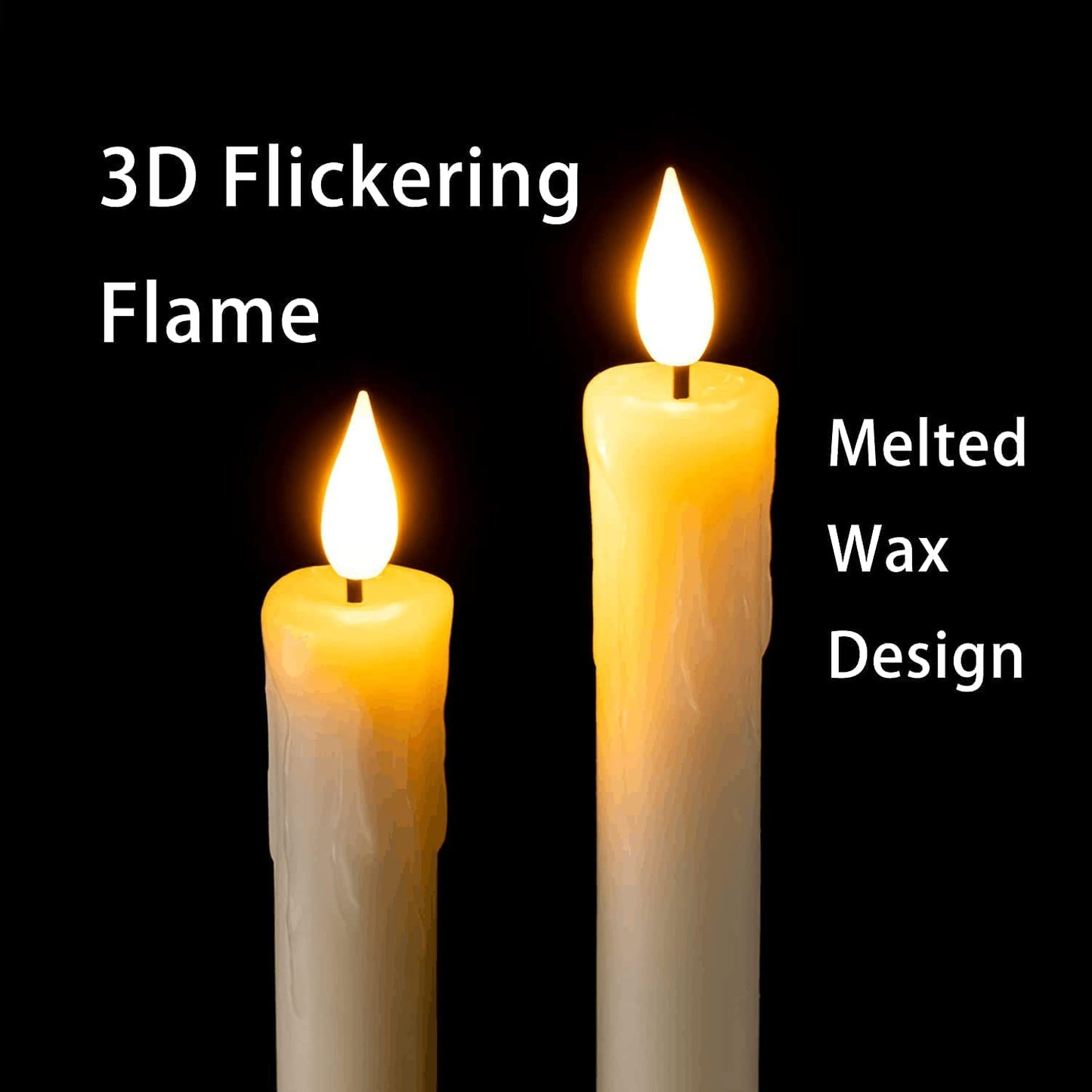 Homemory 3 Pcs Real Wax Flameless Taper Candles with Remote Timer and Dimmer, Battery Operated Candlesticks with Flickering Light, Ivory Window Candles, 9.6 Inches for Wedding Home Decor