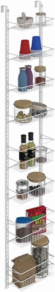 ClosetMaid Adjustable Organizer Rack with Baskets Wall or Over Door Mount, for Kitchen, Pantry, Utility Room, Closet, 12 in. W, White Finish, Inch