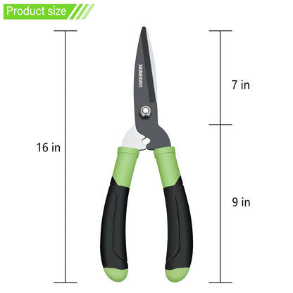 GARDENWORK Hedge Shears Clippers for Trimmer,Garden Clippers Handheld,Boxwood,Shrubs, Bush Cutters Trimmer with Teflon Coating High Carbon Steel Blades,16"Gardening Shears with Comfort Grip Handles