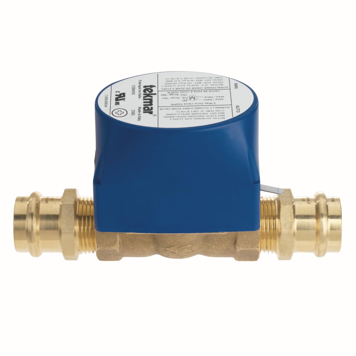 tekmar 703PR 2-Way Zone Valve | Normally Closed, Electro-Mechanical Actuation with End Switch, 1" Press Fitting, 24V AC Hydronic Heating & Cooling Systems